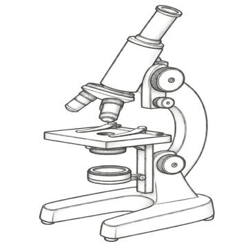 Laboratory microscope simple line illustration