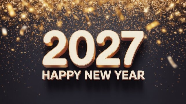Happy new year 2027 celebration with sparkle background