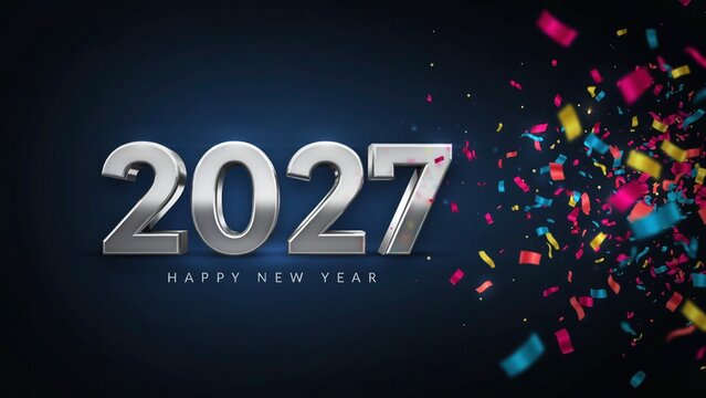 Happy new year 2027 celebration with confetti