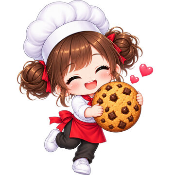 Cute girl chef with a cookie