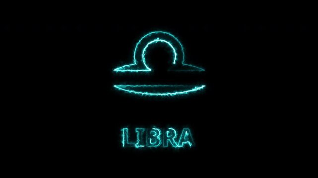 Glowing Libra Zodiac Sign Neon Effect Animated Symbol