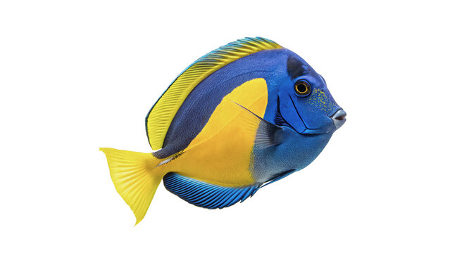 Vibrant blue tang fish tropical marine life ocean wildlife animal isolated on transparent background