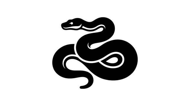 Slithering snake silhouette in black vector style.