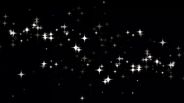 Magical white Glitter Star Trail with Twinkling Sparkles, magical fairy dust sparkle and Curved Light Motion, twinkling starlight particle line animation on Black Background, Fantasy Glow Effect 4K