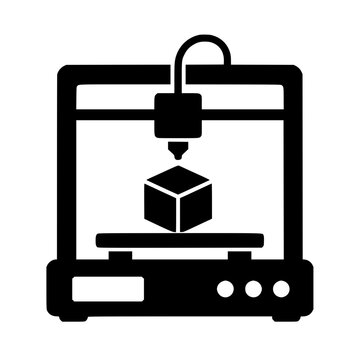 3D printer icon flat outline in black