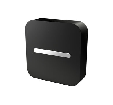 3D dark rounded square button with minus remove symbol for mobile app UI
