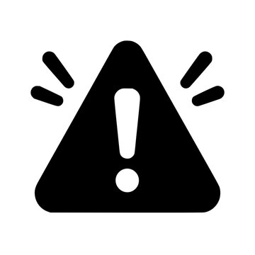 Alarm exclamation icon flat outline in black