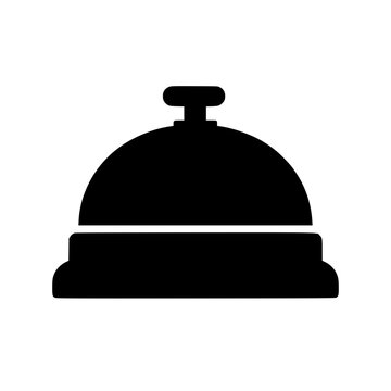 Bell concierge icon flat outline in black