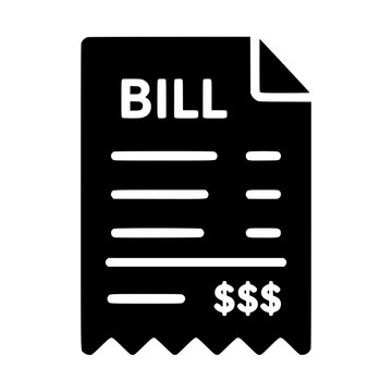 Bill icon flat outline in black