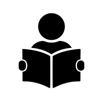 Book open reader icon flat outline in black