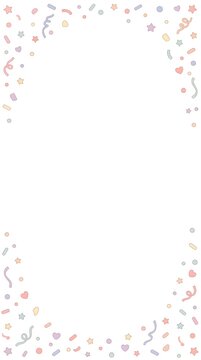 Colorful pastel confetti frame border on white background for celebration party design with confetti colorful birthday