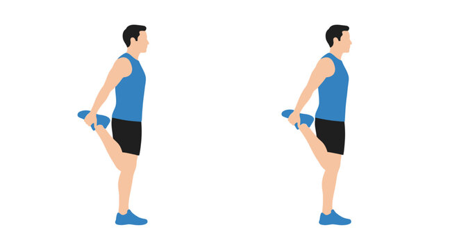 Man performing hamstring stretch exercise in a vector illustration style