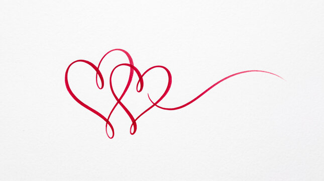Red watercolor hearts intertwined, symbolizing love and connection, perfect for Valentine's Day or romance concepts