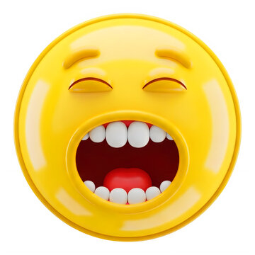 Expressive animated emoji face laughing loudly with closed eyes, tears, and open mouth isolated on transparent background