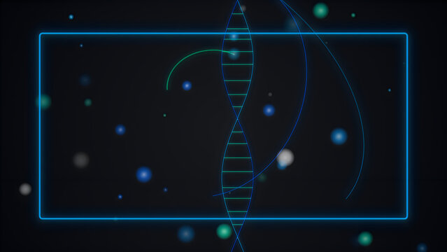 Dna helix with cosmic background and futuristic lines