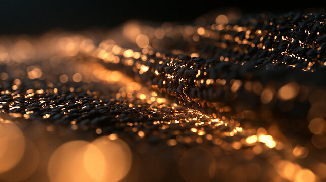 Luxury Golden Sparkling Fabric Texture with Warm Bokeh