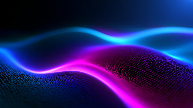 Abstract Futuristic Neon Wave and Particle Background