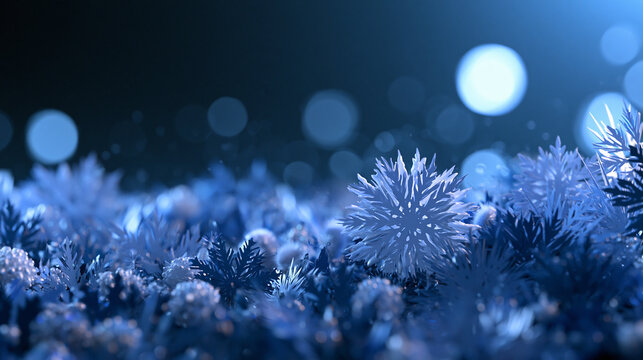 Winter Snowflake Background with Festive Bokeh Lights