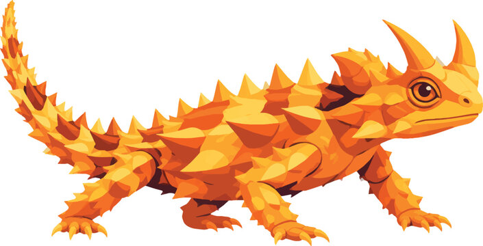 thorny devil basking on sand side profile facing right full body vector illustration