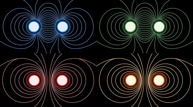 Glowing Magnetic Field Lines Illustration