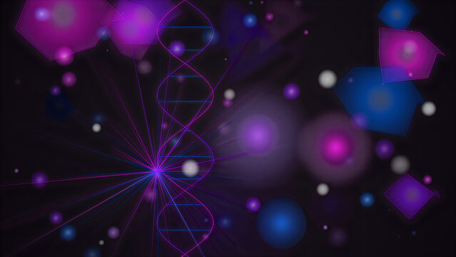 Dna helix with cosmic purple background