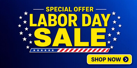 Naklejka premium Bright labor day sale banner with stars and patriotic colors perfect for special offers
