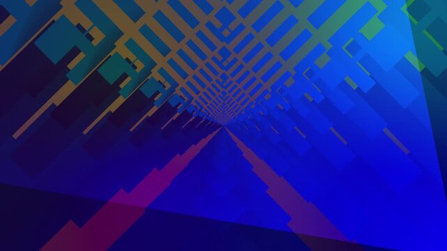 Abstract creative motion geometric shape with gradient blue green purple and brown background. Video animation Ultra HD 4k footage.