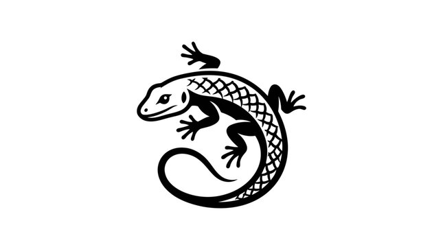 Tribal stylized lizard gecko silhouette tattoo design.
