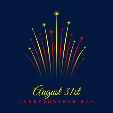 August 31, kyrgyzstan independence day, kyrgyz colorful fireworks flag on blue night sky background. National holiday august 31st independence day of kyrgyzstan. Greeting card. Vector