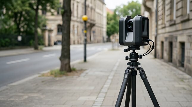 compact 3d lidar surveying scanner mounted on tripod for urban mapping geospatial measurement construction documentation and spatial data collection
