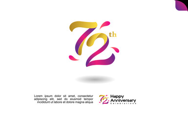 Obraz premium 72nd happy anniversary celebration logo template with colorful abstract design on a clean white background. Editable file.