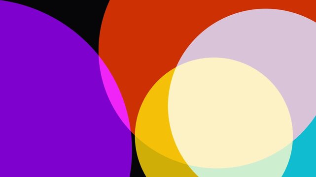 Abstract colorful circles overlapping with vibrant light blending and modern motion graphics.
