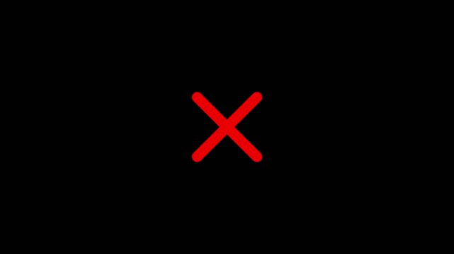 Red x mark symbol graphic animation loop a clean x symbol glowing against a solid black background, suitable for warning or error notification motion cross
