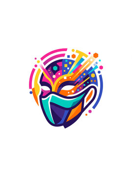 Masked Face with Futurstic Data and Tech Elements Illustration