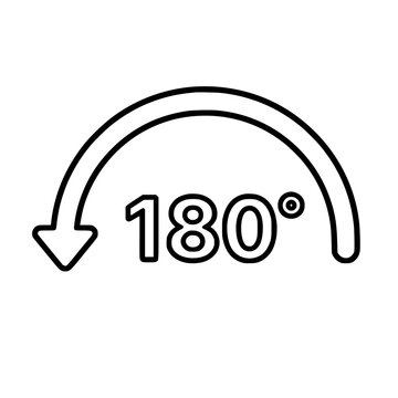 180 degrees icon flat outline in black