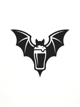 Beer Glass and Bat Wings Silhouette Logo Craft Brewery Icon Vector Illustration