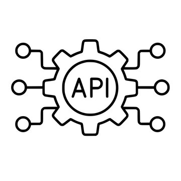 API icon flat outline in black