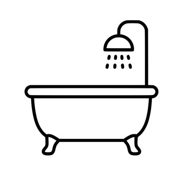Bathtub icon flat outline in black