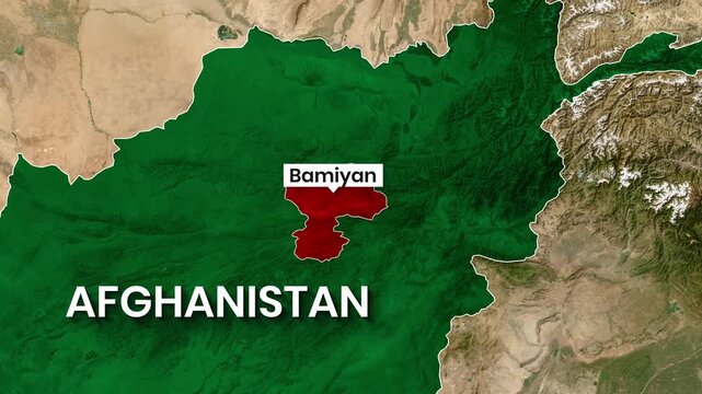 Animated map highlights Bamiyan province within Afghanistan's boundaries video