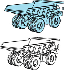 WebHeavy Duty Mining Dump Truck Technical Illustration with Large Tires and Industrial Haulage Vehicle Design © Mst
