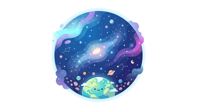 Earth resting at base of glowing stellar orb.