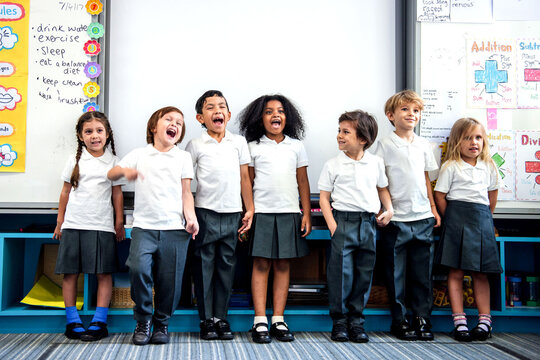 Diverse children enjoying classroom learning