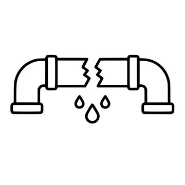 Broken pipe icon flat outline in black