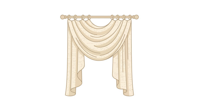 Elegant classic window curtains with valance and hanging drapes