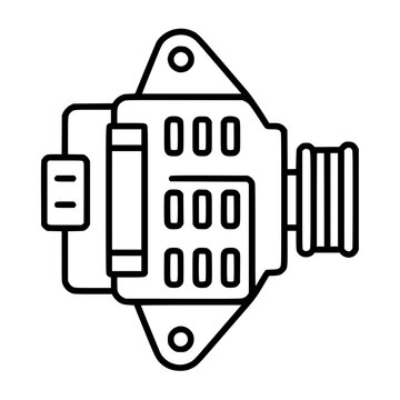 Car alternator icon flat outline in black