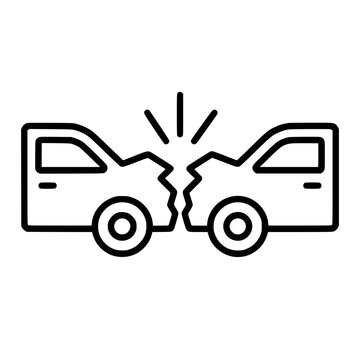Car crash icon flat outline in black