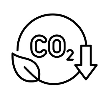 carbon reduction icon flat outline in black