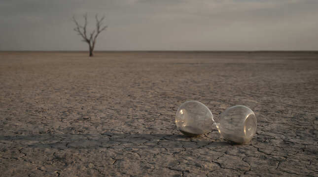 Empty hourglass lying on its side symbolizing lost time and emotional exhaustion
