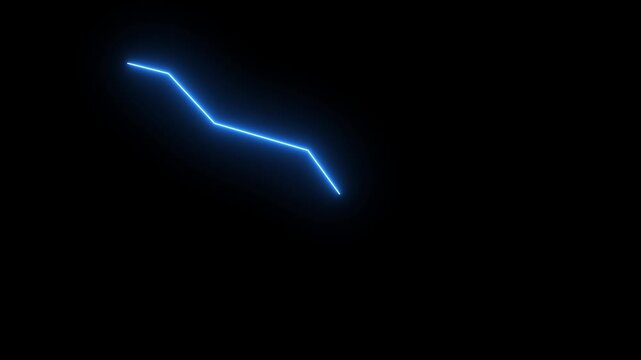 Global business line animation. Abstract glowing neon line business graph growth arrow. motion graphic of down arrow concept. on a transparent background