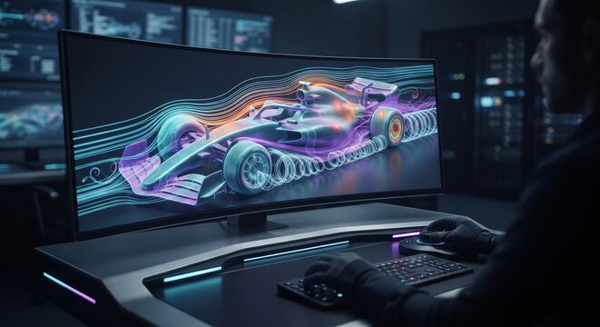 AI Supercomputer Interface Modeling Formula Car Aerodynamics
